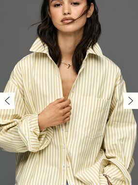 Anthropologie Maeve Cream and white Striped Button Shirt